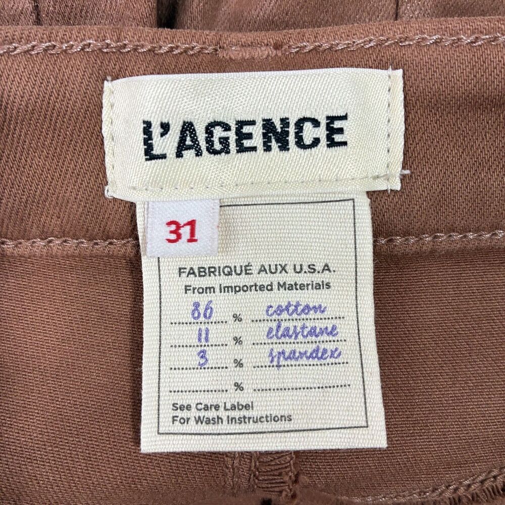 L'Agence Women's Size 31 Toffee Brown Marty Coated Mid-Rise Retro Flare Jeans - Picture 4 of 6